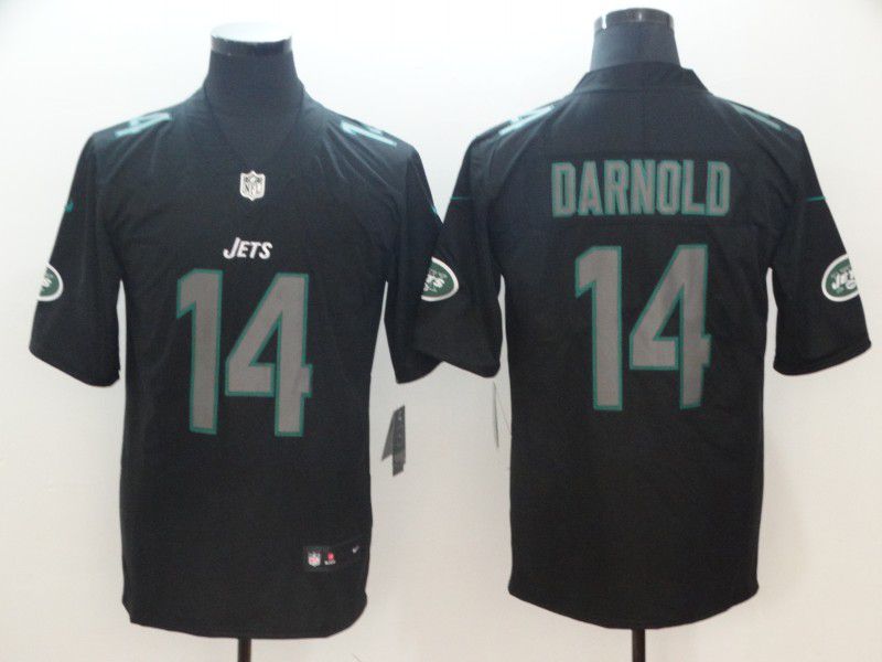 Men New York Jets #14 Darnold Nike Fashion Impact Black Color Rush Limited NFL Jersey